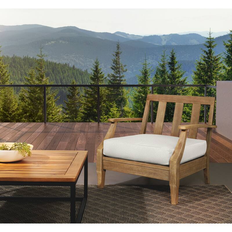 Sorra Home Valdese Boucle Outdoor Deep Seating Cushion - 29 in W x 27 in D x 5 in H - Ivory