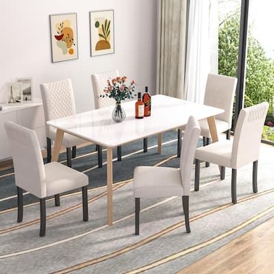 Upholstered Dining Chairs Set of 6 Parson Classic Upholstered Dining Chair,Modern 37" Parson Chairs