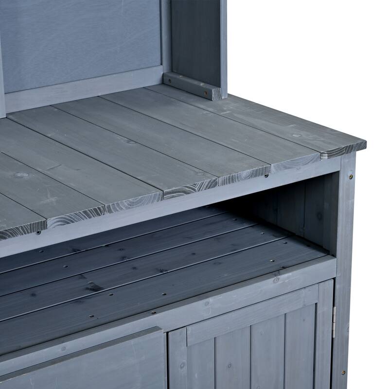 Roomfitters Outdoor Garden Potting Bench with Storage Hutch, Potting Table with Drawers and Cabinets, Shelves