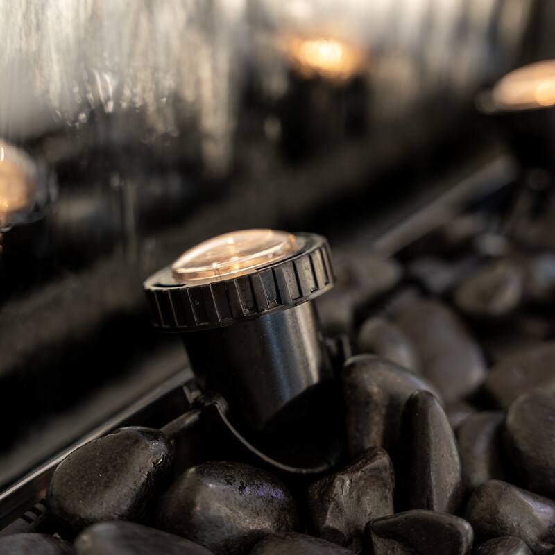 XBrand 68 in H Freestanding Waterfall Fountain, LED Lights & Auto-Shut Off Pump, Stainless Steel/Mirror Glass,Silver Frame