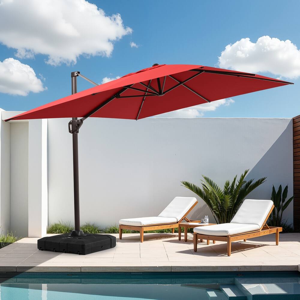 11 x 9 FT Outdoor Patio Cantilever Offset Umbrella 360 Degree Rotation with Base