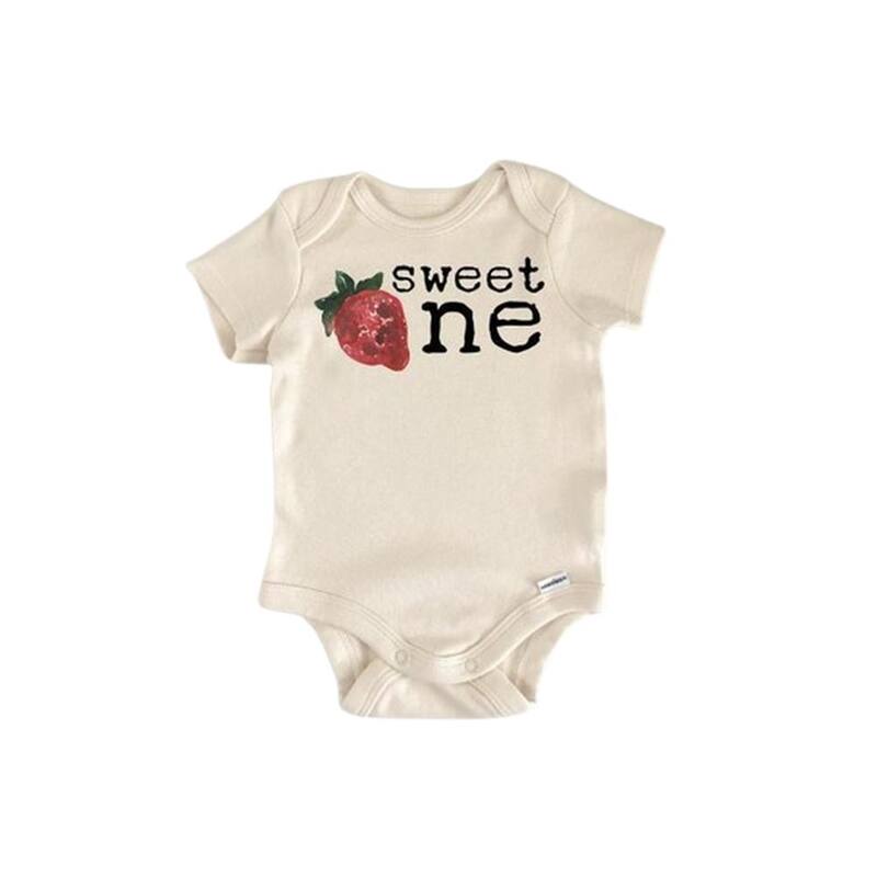 First Birthday Strawberry Fruit - Baby Boy Girl Clothes Infant Bodysuit Funny Cute