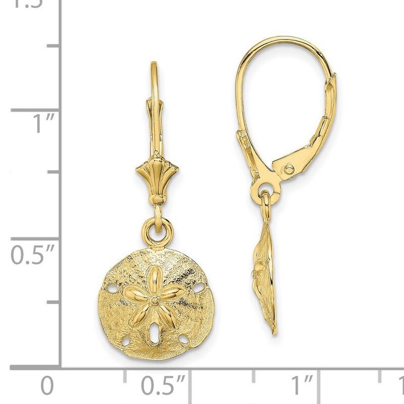 Curata 10k Yellow Gold Polished Sand Dollar Leverback Earrings - 29.25x11.6mm