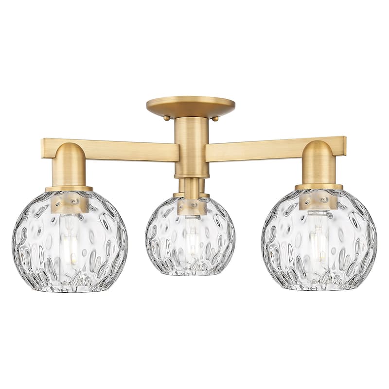 Innovations Lighting 716-3F-10-24 Athens Water Glass Semi-Flush Athens - Brushed Brass / Clear Water Glass