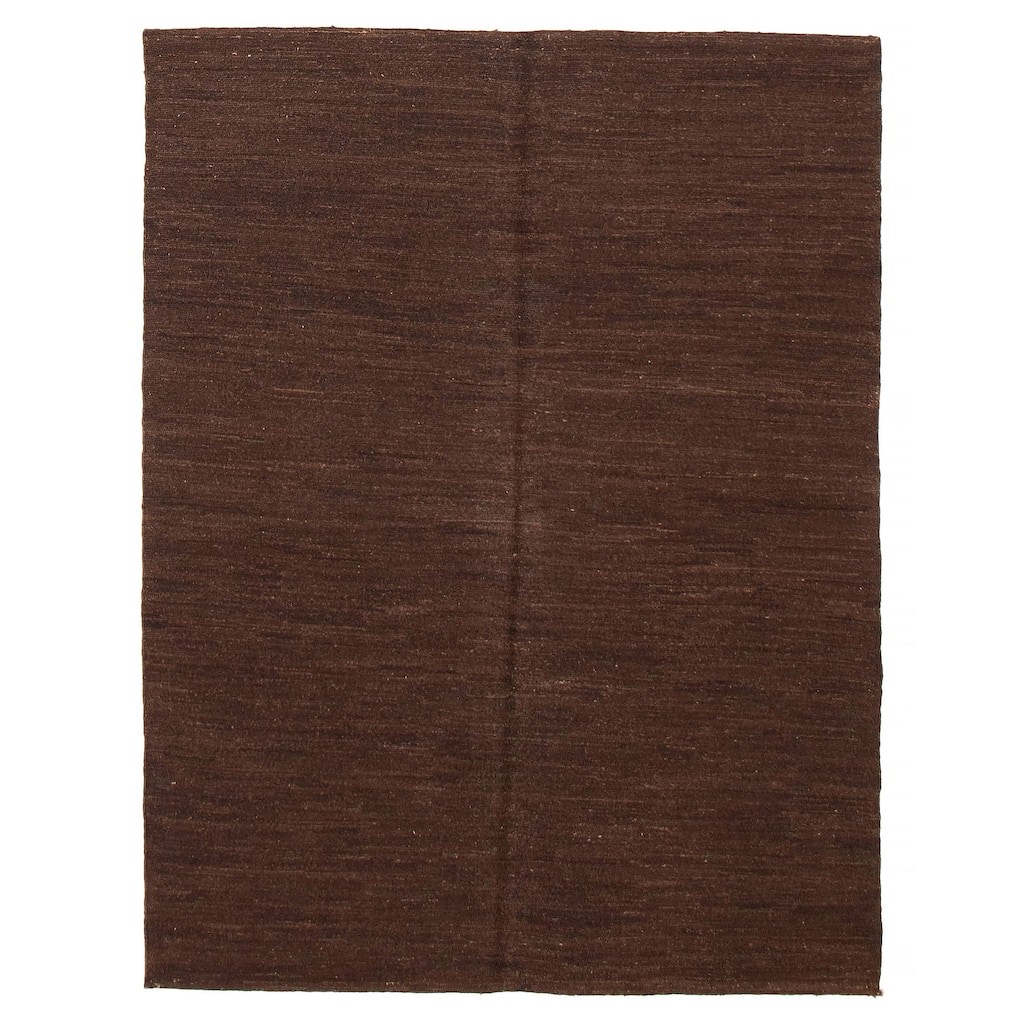 ECARPETGALLERY Flat-Weave Natural Brown Wool Tapestry Kilim - 4'10 x 6'7