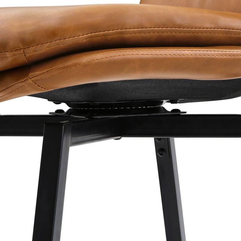 360°Swivel Bar Stools Set of 2/3/4, 26" H Seat Height with, Faux Leather Barstool for Kitchen Island and Home Bar Brown