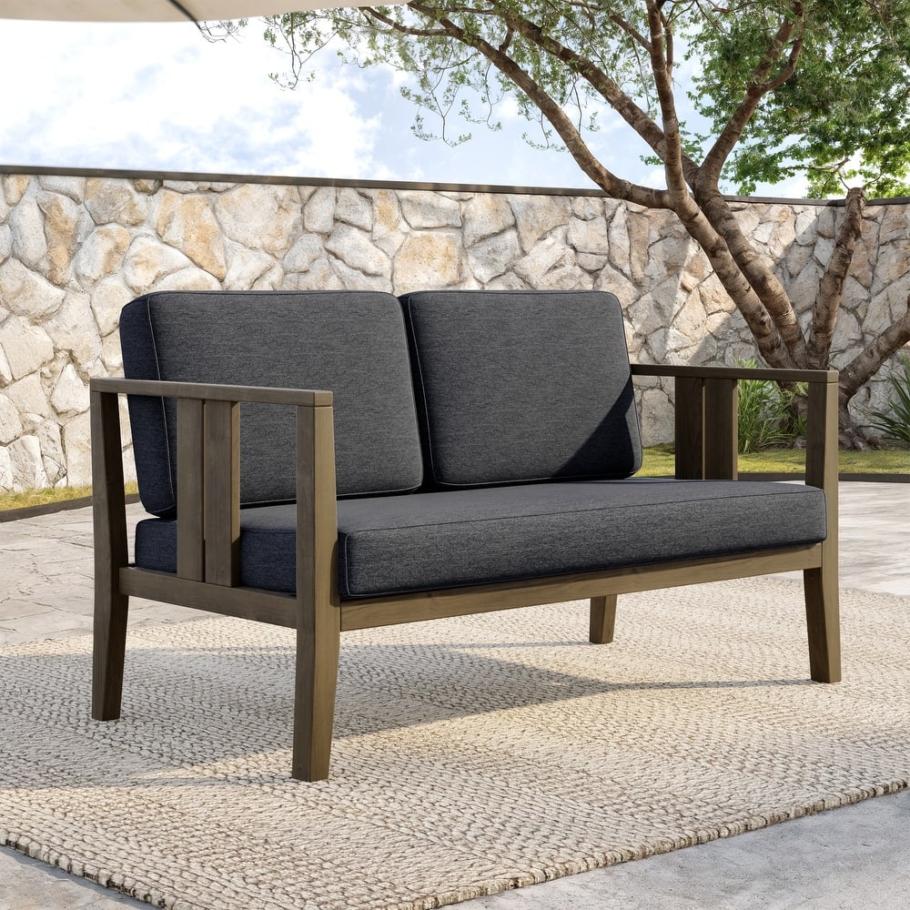 Teak Wood Weatherproof Outdoor Loveseat