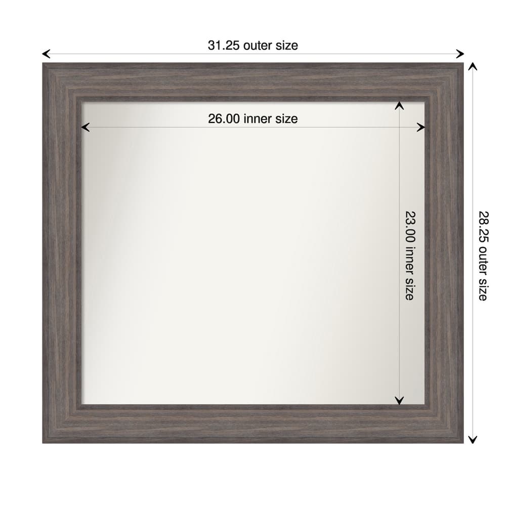 Country Barnwood Framed Non-Beveled Custom Wall Mirror, Bathroom Vanity Mirror
