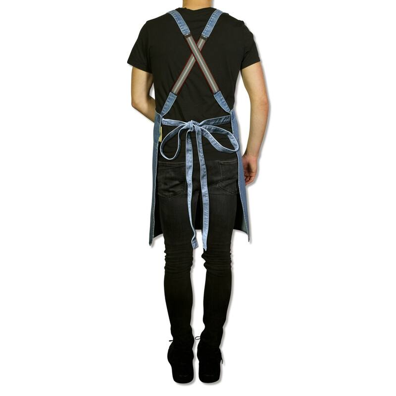 Suspender-Style Unisex Adult Kitchen Apron - 30.75" - Blue