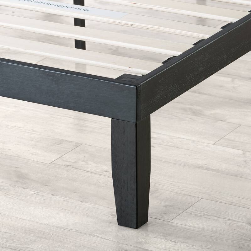 Solid Wood Platform Bed with Paneled Headboard Multiple Colors