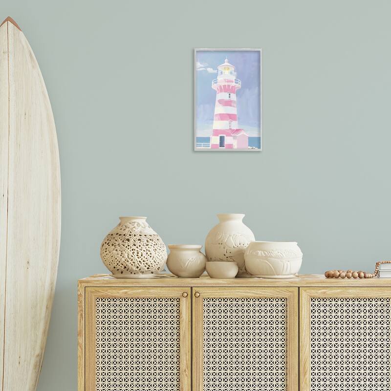 Stupell Muted Coastal Lighthouse Framed Giclee Art Design By Arlington Prints