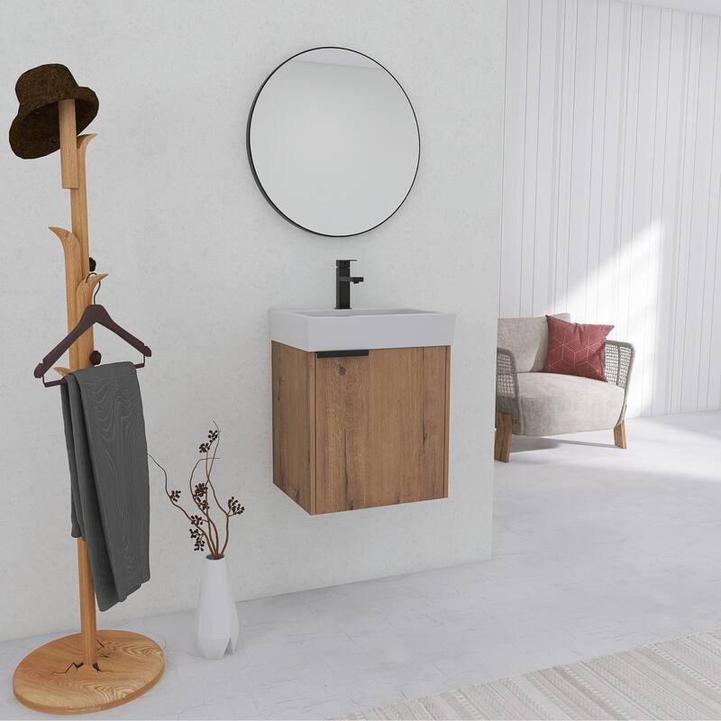 BNK 16/18 Inch Single Sink Bathroom Vanity with Soft Close Door