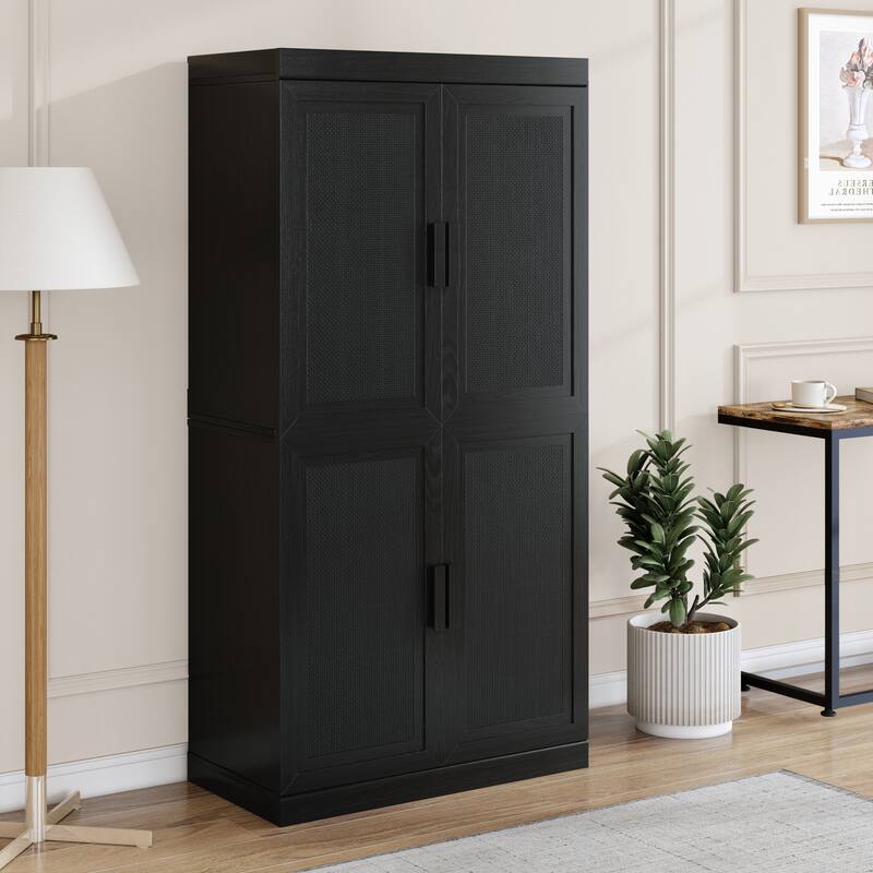 Modular Sideboard Cabinet with Storage Buffet Cabinet with Rattan Doors for Living Room Kitchen Dining Room Entryway