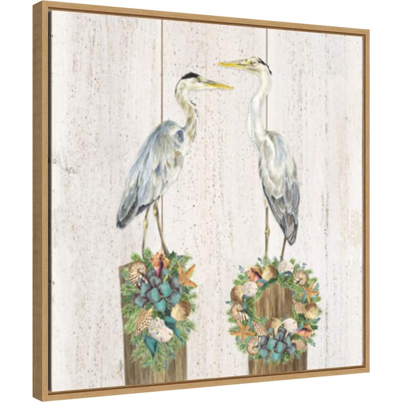Christmas on the Coast Aqua I by Tara Reed Canvas Art Framed - 22 x 22 in