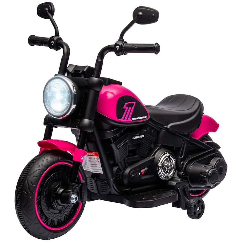 Electric Motorcycle Ride-On Bike with Training Wheels, Pink Ride-On Motorbike with High-Traction Tires