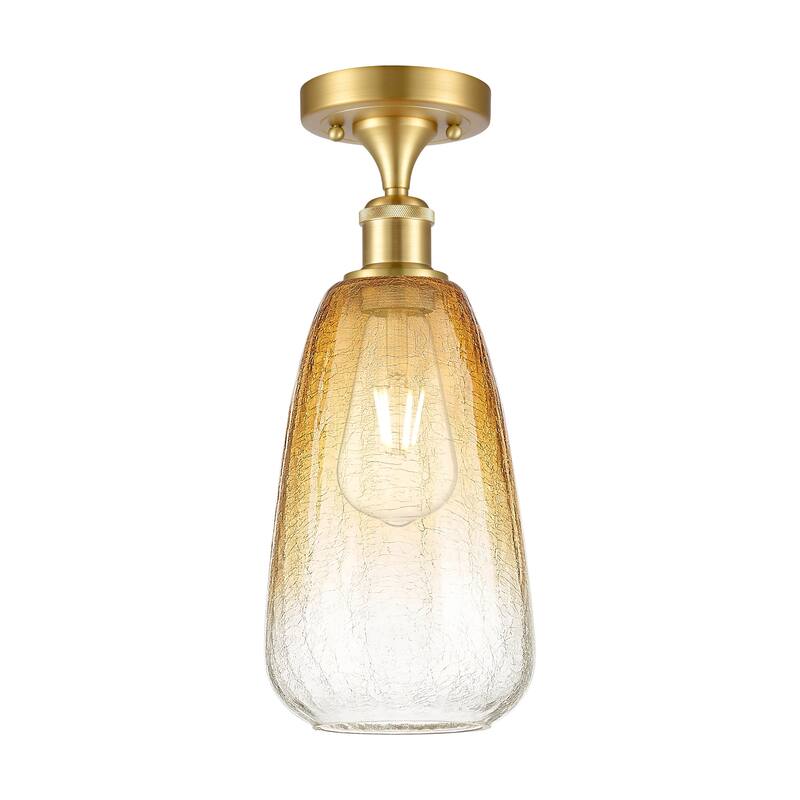 Innovations Lighting 516-1C-14-6 Brookhaven Almond Semi-Flush - Satin Gold / Amber