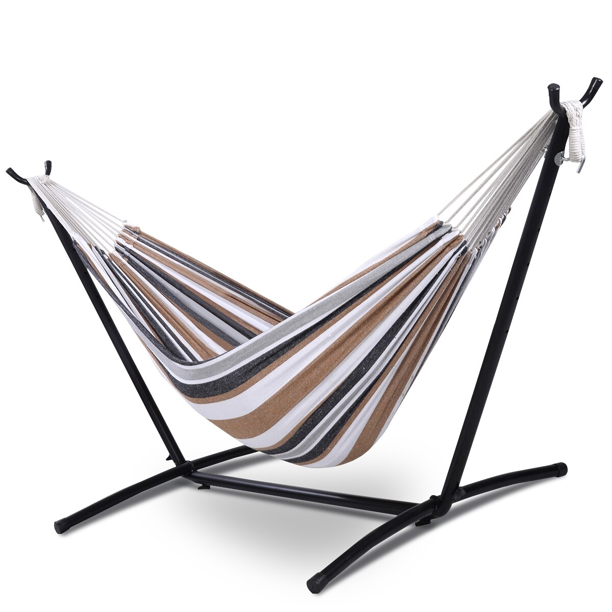 double hammock with space saving steel stand