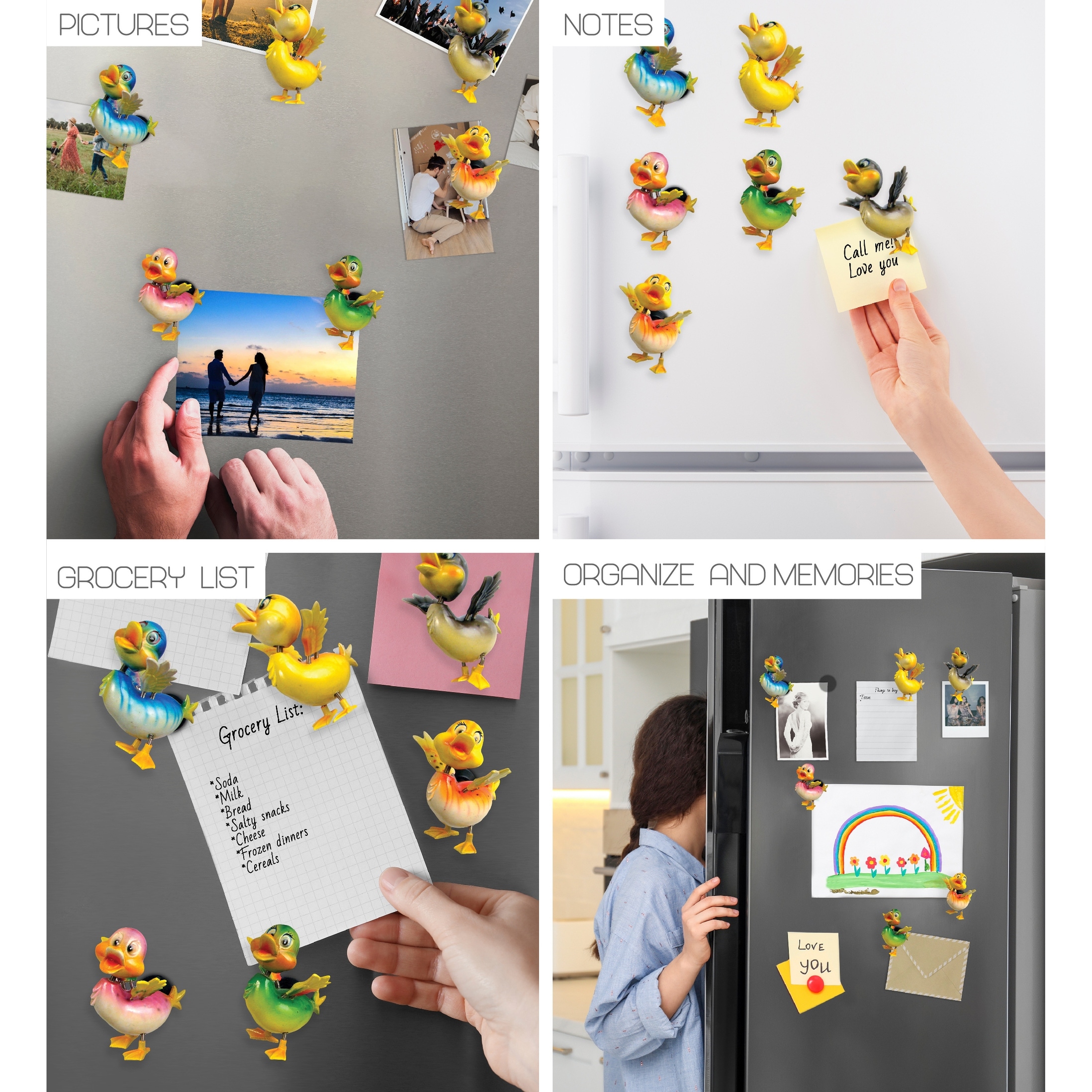 CoTa Global Duck Refrigerator Bobble Magnets Set of 6 - Multicolored 
