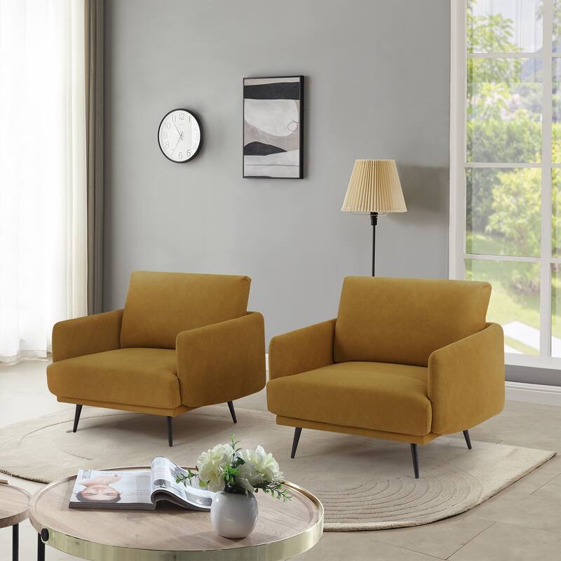 Karaka 37.5"W Oversized Armchair Leisure Sofa Accent Chair (Set of 2) - Amber Yellow