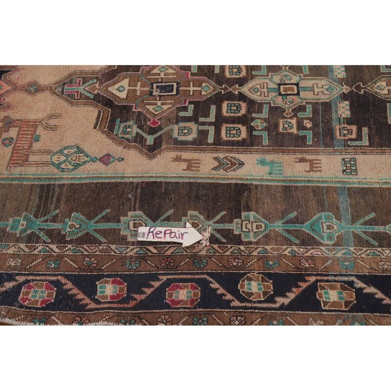 Geometric Ardebil Persian Antique Area Rug Handmade Wool Carpet - 4'8" x 10'4"