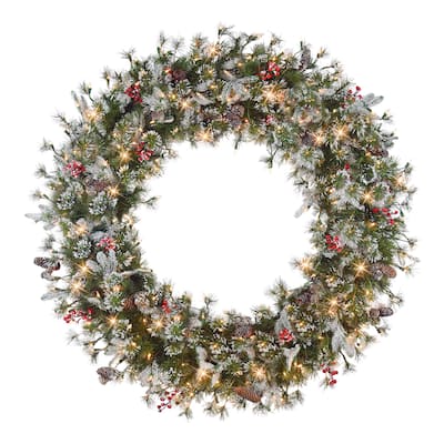 Puleo International 48 in Pre-Lit Glitter Wreath
