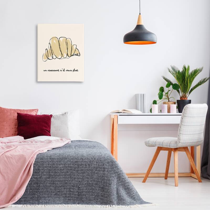 Stupell Modern French Phrase Croissant Canvas Wall Art Design By Lil' Rue