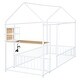 preview thumbnail 8 of 28, Twin Metal House Bed Frame with Desk, Shelves, USB & Power Outlets, White