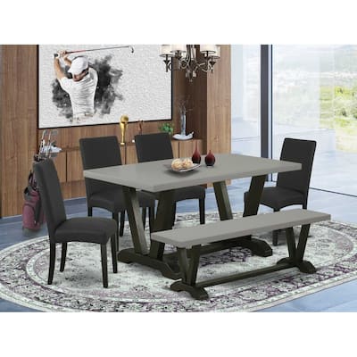 6-Piece Rectangle Natural Oak Finish Solid Wood Top dining Table with 1-Bench and 4-Chairs with