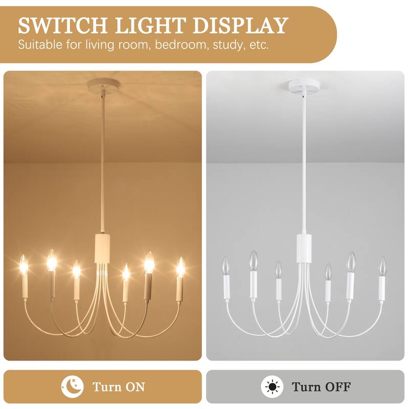 6-Light Modern Candlestick Hanging Linear Chandelier Lighting Island Chandelier for Kitchen Island