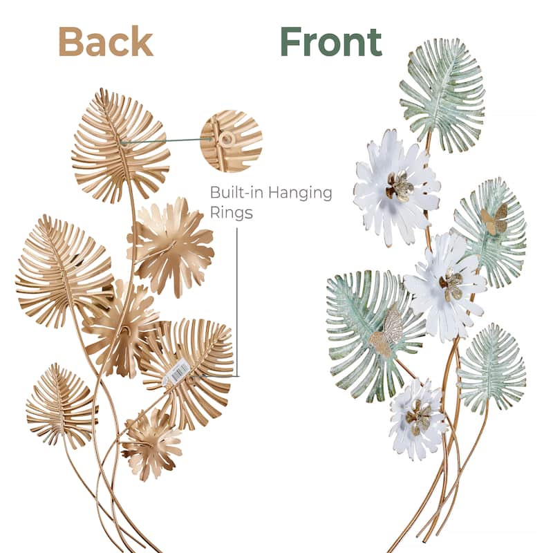 Daisy Bouquet Floral Wall Art Vertical 3D Metal Sculpture 36"x19"