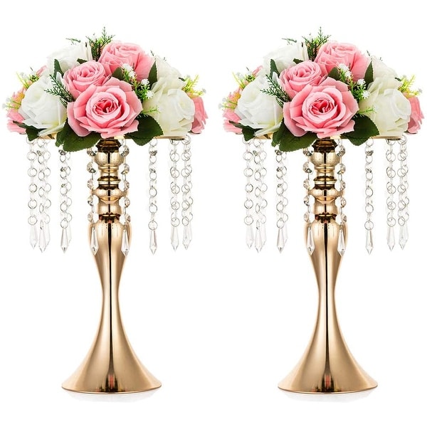 2pc Wedding Flower Stand Rack Table Decor Candle Holder Vase Centerpiece Crystal 