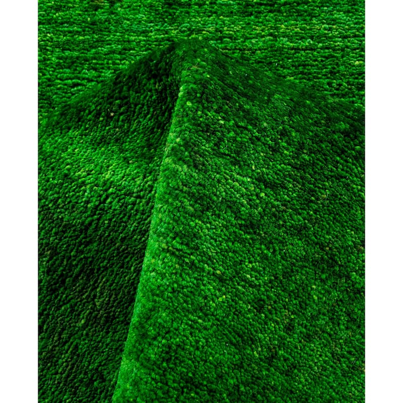 Overdyed One-of-a-Kind Hand-Knotted Area Rug - Green - 2' 4" x 14' 0"