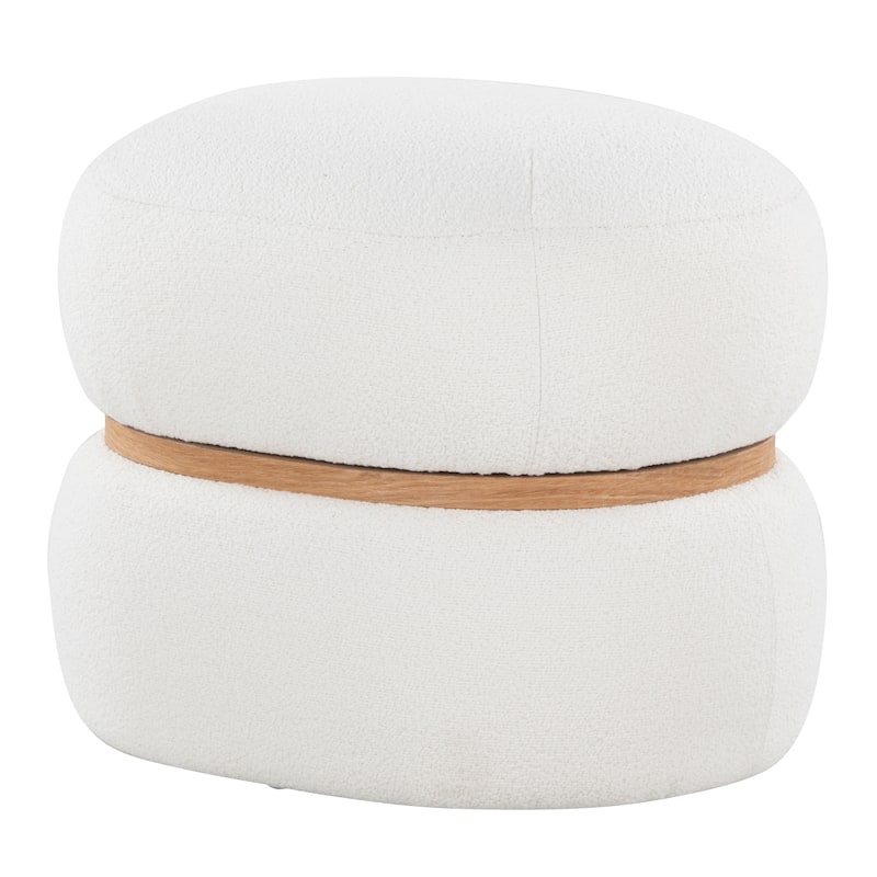 Cinch Contemporary Pouf Ottoman in Fabric and Natural Wood by LumiSource