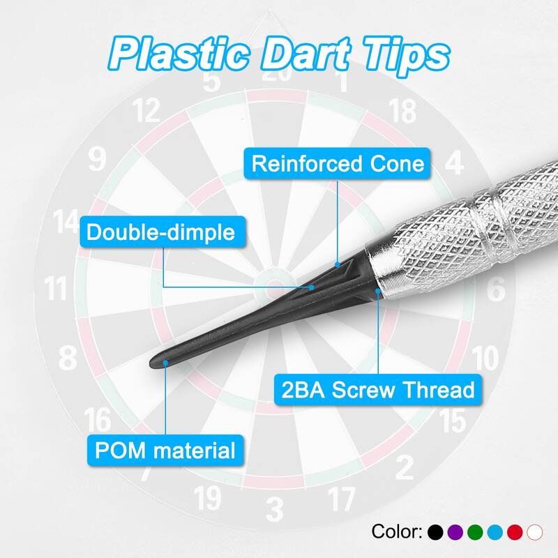 Plastic Dart Tips, 100 Pack 2BA Thread Soft Dart Tips Plastic Tip