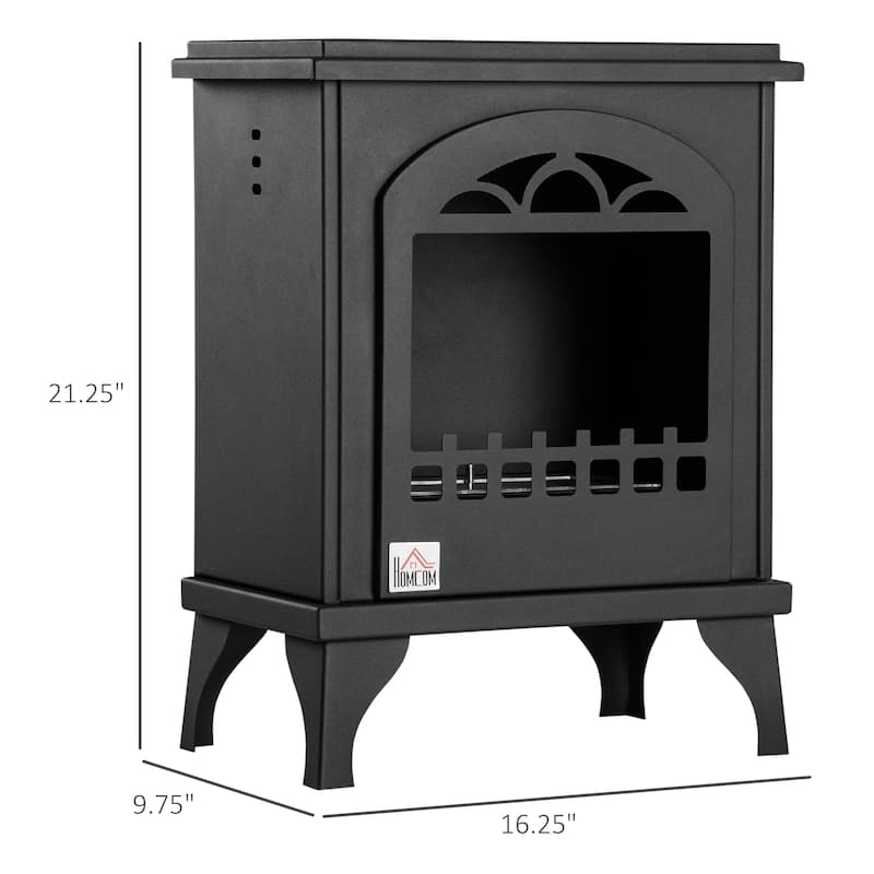 HOMCOM Portable Fireplace Living Room Heater 0.4 Gal Max 470 Sq. Ft. Black