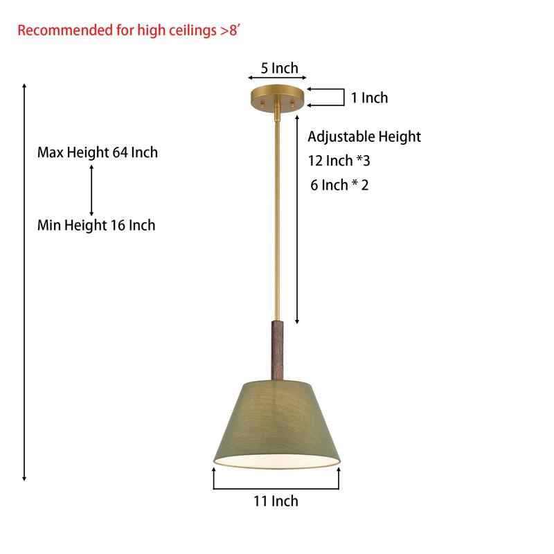 Acroma 1 - Light Single Lighting Adjustable Height Pendant Lights Chandelier