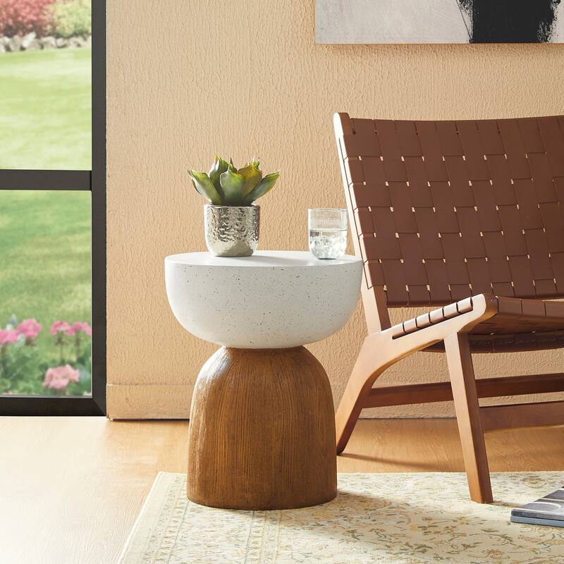 Glitzhome 17.75"H MGO Geometric Faux Terrazzo and Garden Stool