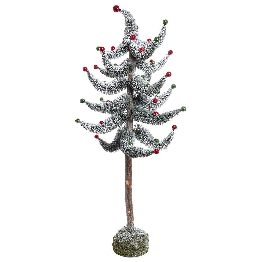 Kurt Adler 36-Inch Snowy Curly Green Tree with Mini Bells