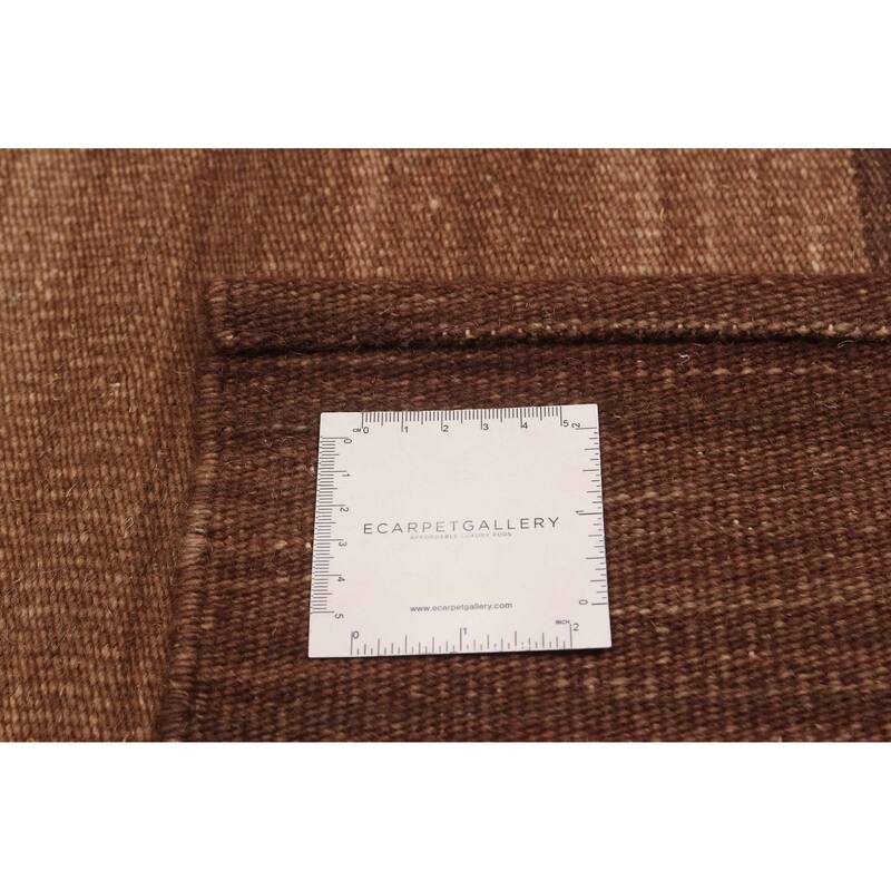 ECARPETGALLERY Flat-Weave Boho Brown Wool Kilim - 9'0 x 11'11