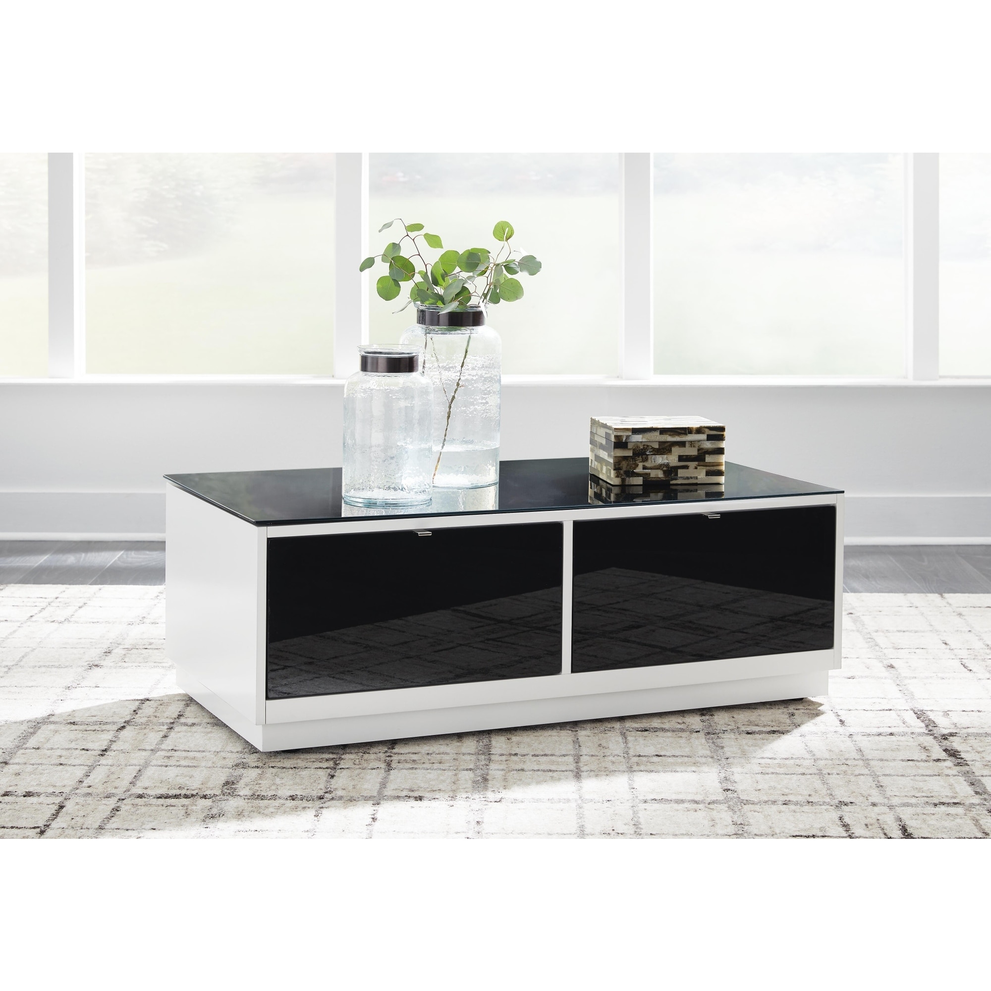 Signature Design by Ashley Gardoni White/Black Coffee Table - 47.38" W x 23.75" D x 17.13" H