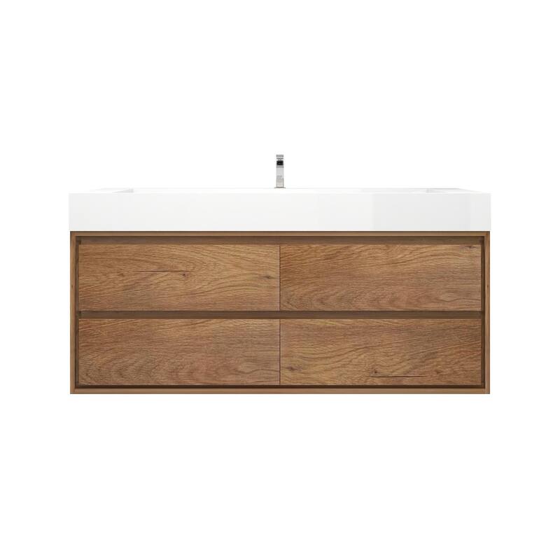 Victoria 60" Wall Mounted Modern Vanity with Single Acrylic Sink