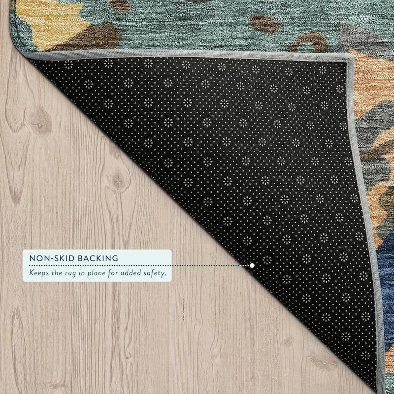 Machine Washable Indoor/ Outdoor Abstract Mexi Chantille Rug