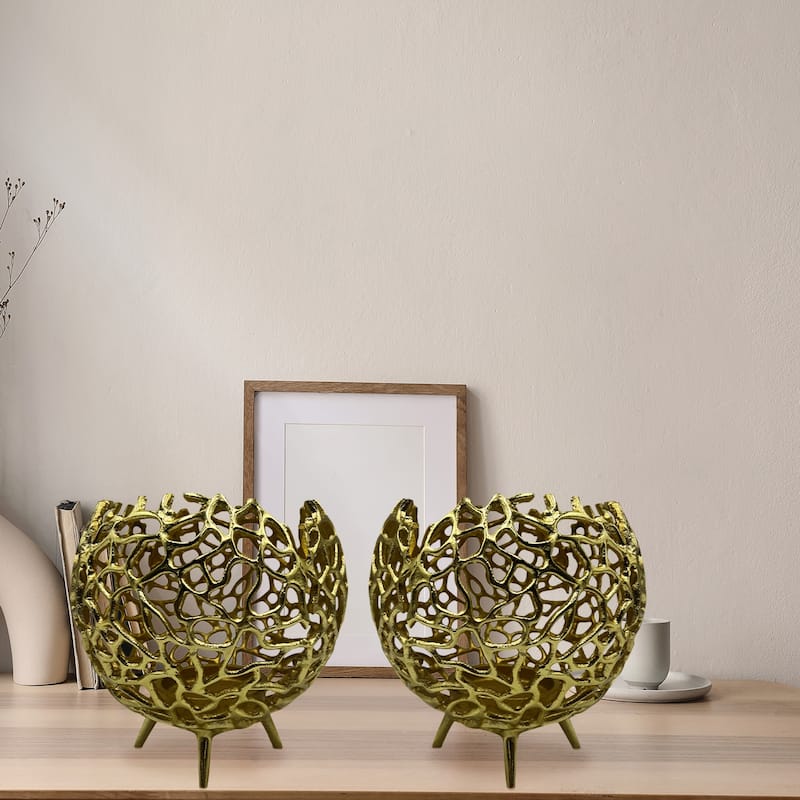 Decorative Handmade Aluminum Round Votive Candle holder Set of 2