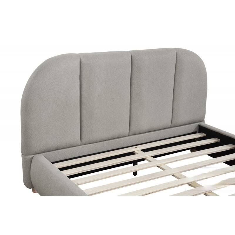 Soft Burlap Fabric Queen Platform Bed Frame, Light Tan, Modern Design