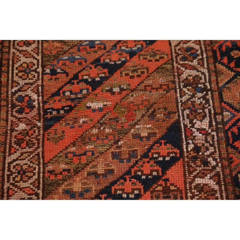 Hand Knotted Oriental 100% Wool Carpet Traditional Geometric Oranges & Rust Lori Runner Rug - 14' 9'' X 2' 10''