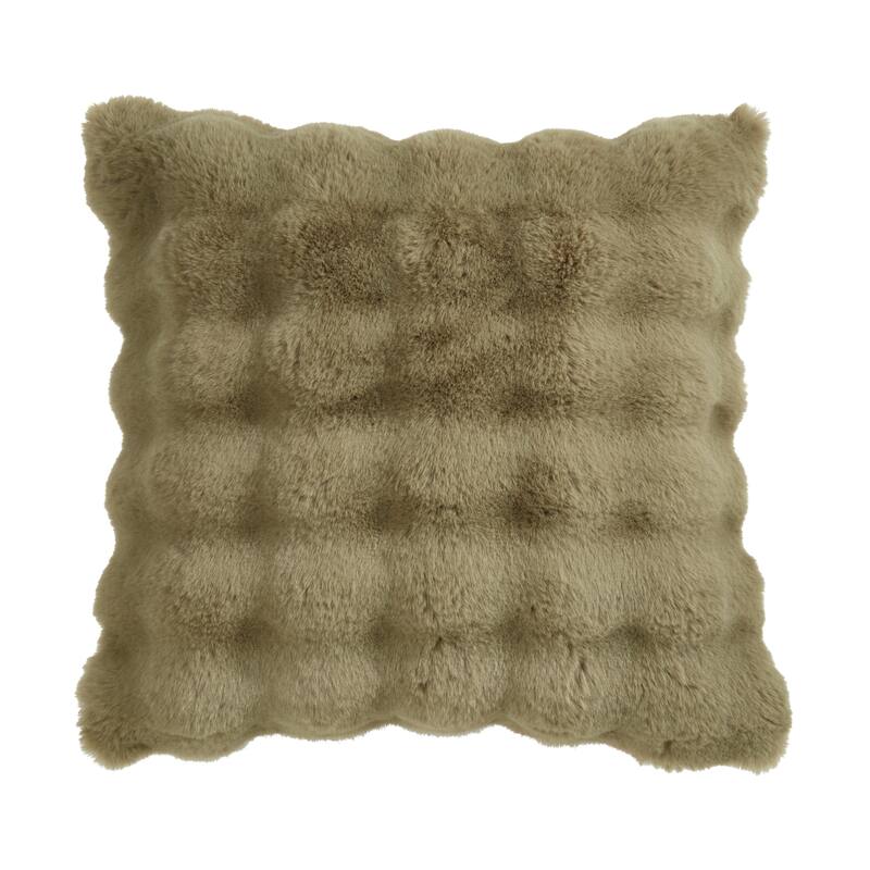 Plush Faux Fur Throw Pillow - Ultra-Soft Textured Accent for Sofa, Bed & Cozy Layered Styling - 20"x20" - Feather Down - Sage