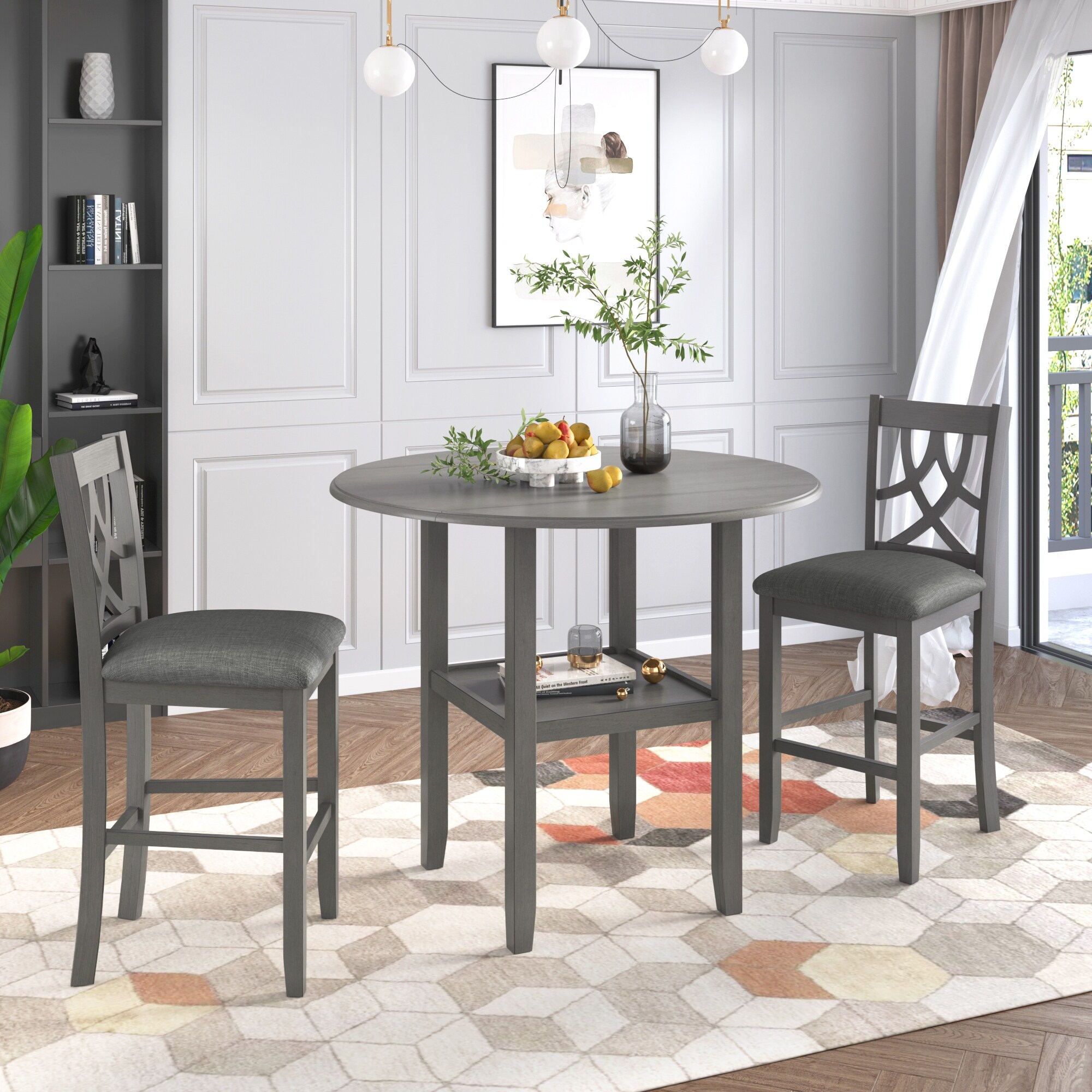 Counter height extendable shop dining table set