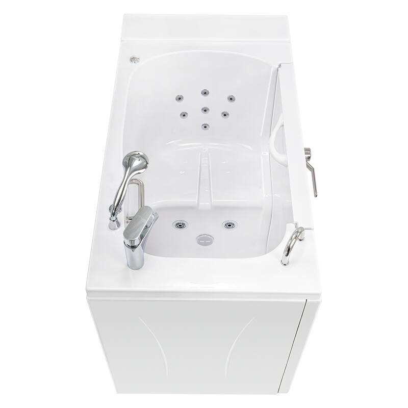 Ella Transfer 32 Acrylic Hydro Massage Walk-In Bathtub & Left Outward Swing Door 2 Piece Fast Fill Faucet 2" Dual Drain