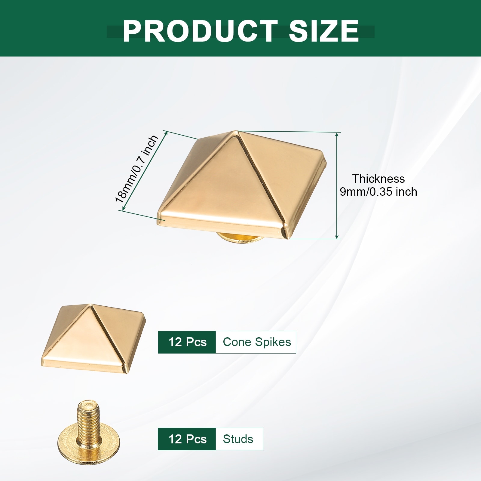 Square Spike Studs Rivets Metal Leather Rivets Rapid Rivet Studs Assortment Kit for DIY Leather Craft Clothing Bags Decoration