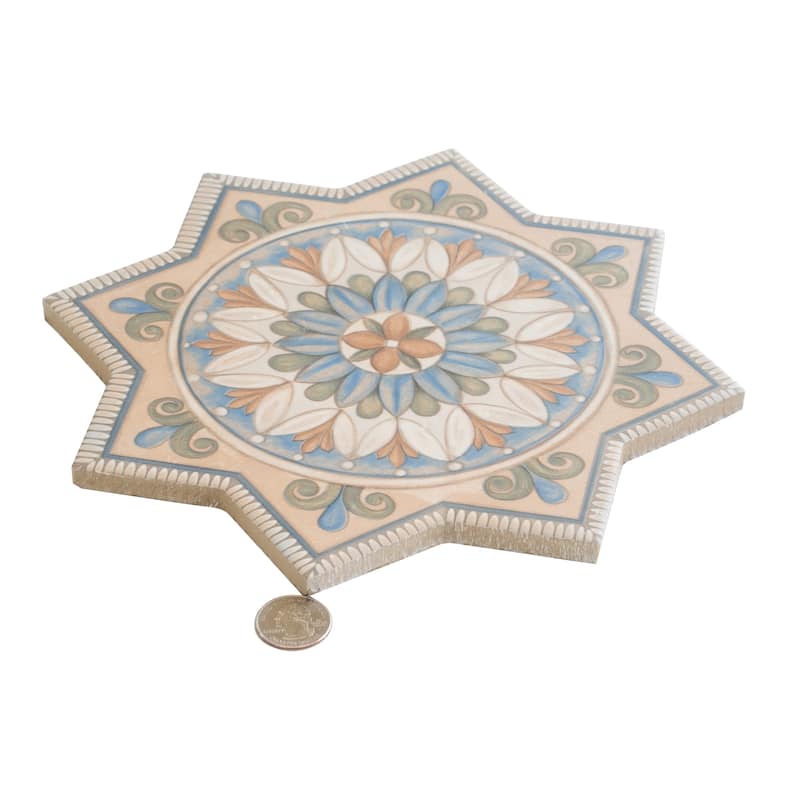 Apollo tile 7" x 7" Terralis Matte Terracoota Sage Green-Blue Porcelain Tile (6.46 sq ft/case) - 16 Pack